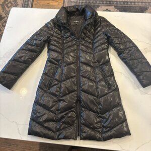 Sam Edleman | Women's Long Winter Puffer Coat | Size: S | Color: Shiny Black